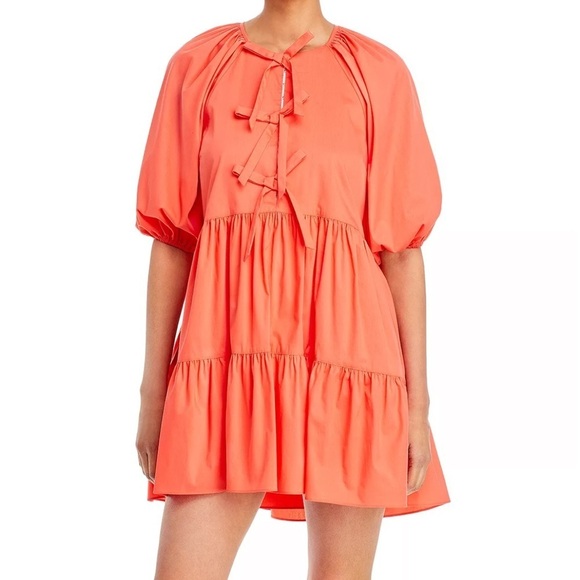 Cinq à Sept Lynn Tiered Puff Sleeve Dress NWT - Picture 1 of 9